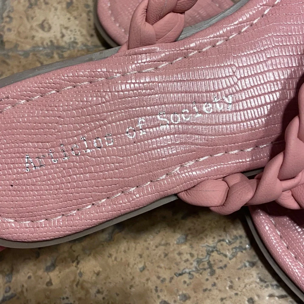 Articles of Society Capri Pink Braided Thong Sandals Lizard Embossed 2159 size 7
